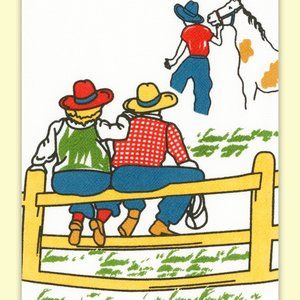 Red & White Kitchen Co: Retro "Cow Folks" Kitchen Towel 17" x 24" NEW